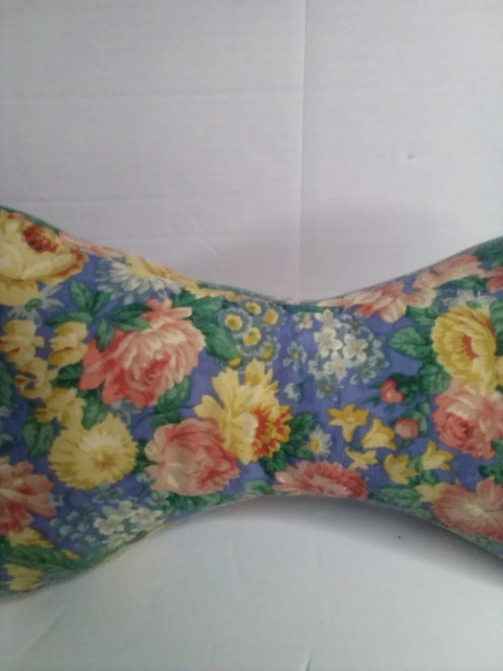 3 Side Neck Pillow Dog Bone Shape Vintage Floral Cottagecore Handmade
